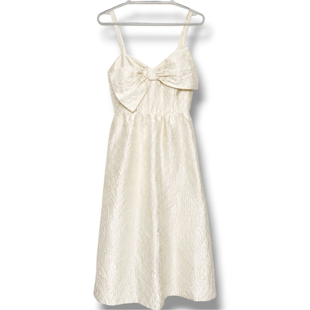 Lilly Pulitzer Ellara Ivory Jacquard Midi Bow Dress Womens Size 2 Resort Wedding